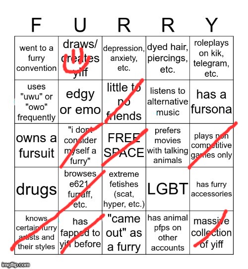 damn... | image tagged in furry bingo v2 | made w/ Imgflip meme maker