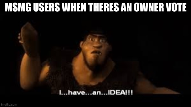 idea lore | MSMG USERS WHEN THERES AN OWNER VOTE | image tagged in idea lore | made w/ Imgflip meme maker