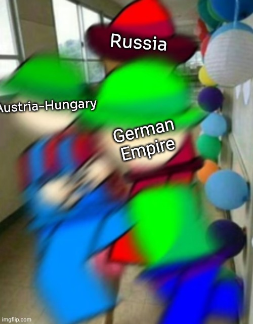 WWI | Russia; Austria-Hungary; German Empire | image tagged in bambi and bandu running away from expunged | made w/ Imgflip meme maker