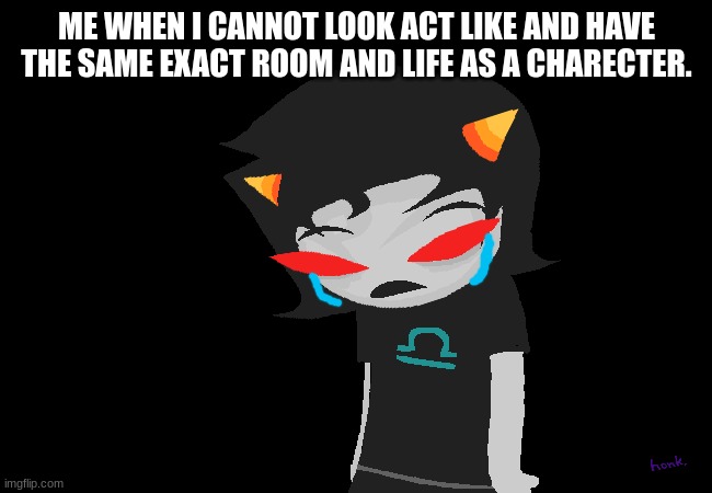 waaaaaaaaaaaaaaaa | ME WHEN I CANNOT LOOK ACT LIKE AND HAVE THE SAME EXACT ROOM AND LIFE AS A CHARECTER. | image tagged in homestuck | made w/ Imgflip meme maker