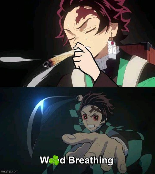 weed breathing | image tagged in memes,demon slayer | made w/ Imgflip meme maker