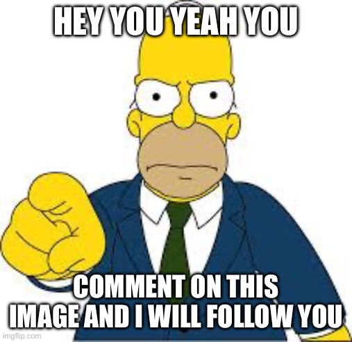This is not an begging post nor a shitty low effort post,im just being nice and is giving out free followers to those who commen | HEY YOU YEAH YOU; COMMENT ON THIS IMAGE AND I WILL FOLLOW YOU | image tagged in hey you | made w/ Imgflip meme maker