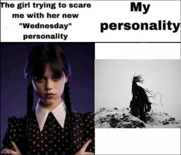 2521 reminds me of how weird I am, pure autism moment. | image tagged in the girl trying to scare me with her new wednesday personality,meanwhile,me | made w/ Imgflip meme maker