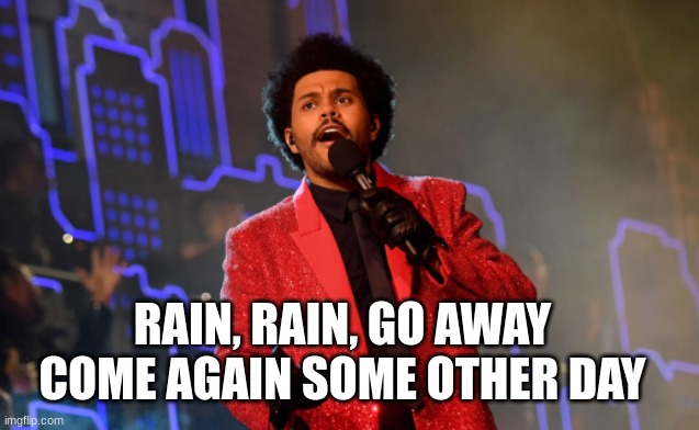 Dear Mother Nature. rain is okay on weekdays too. | RAIN, RAIN, GO AWAY
COME AGAIN SOME OTHER DAY | made w/ Imgflip meme maker