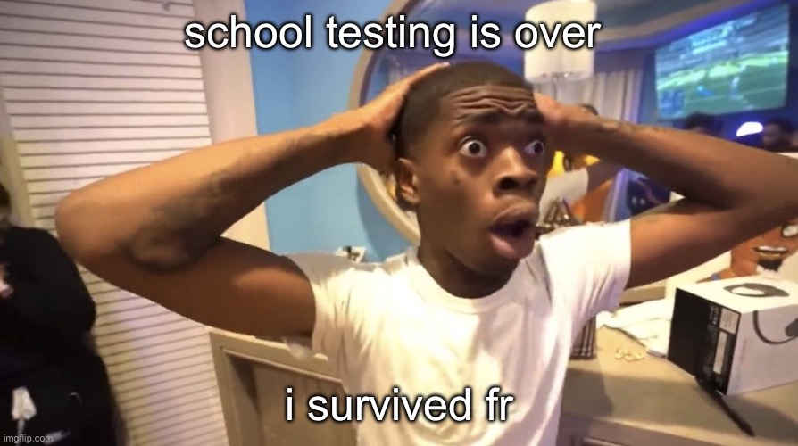 wooo | school testing is over; i survived fr | image tagged in gyatt | made w/ Imgflip meme maker