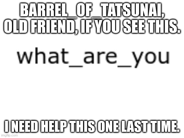 help | BARREL_OF_TATSUNAI, OLD FRIEND, IF YOU SEE THIS. I NEED HELP THIS ONE LAST TIME. | image tagged in war | made w/ Imgflip meme maker
