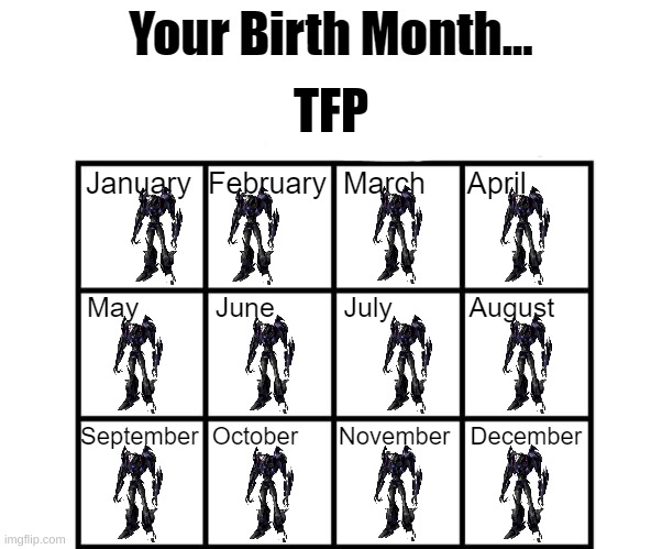 *insert TFP related title* | TFP | image tagged in birth month alignment chart | made w/ Imgflip meme maker