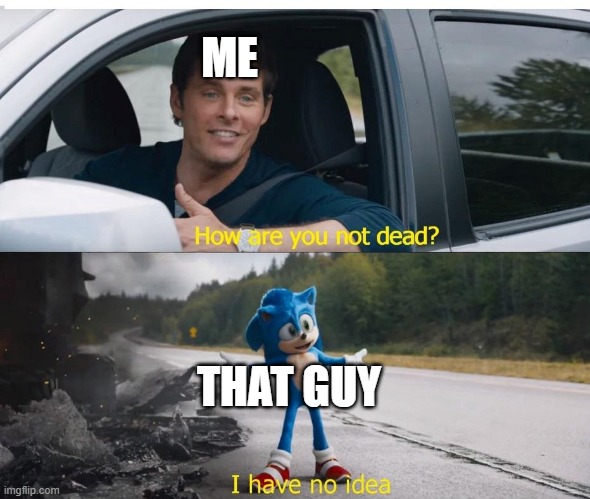 sonic how are you not dead | ME THAT GUY | image tagged in sonic how are you not dead | made w/ Imgflip meme maker