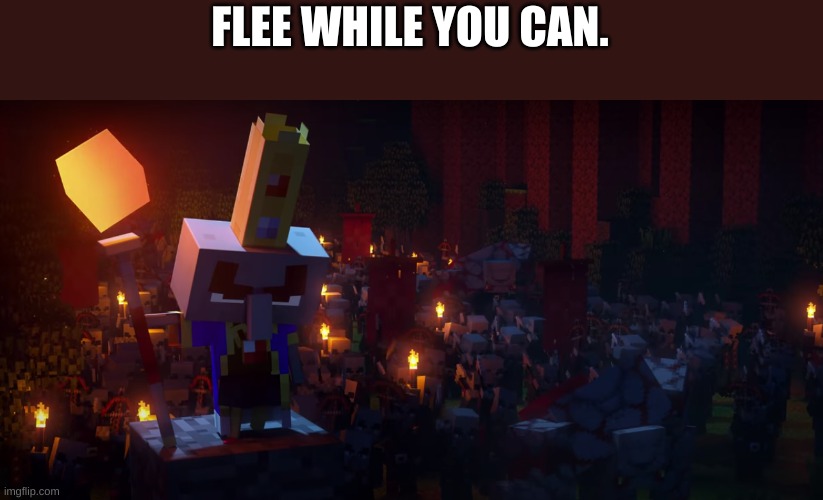 The Army Of Illagers | FLEE WHILE YOU CAN. | image tagged in the army of illagers | made w/ Imgflip meme maker