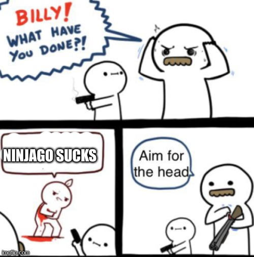 aim for the head | NINJAGO SUCKS | image tagged in aim for the head | made w/ Imgflip meme maker