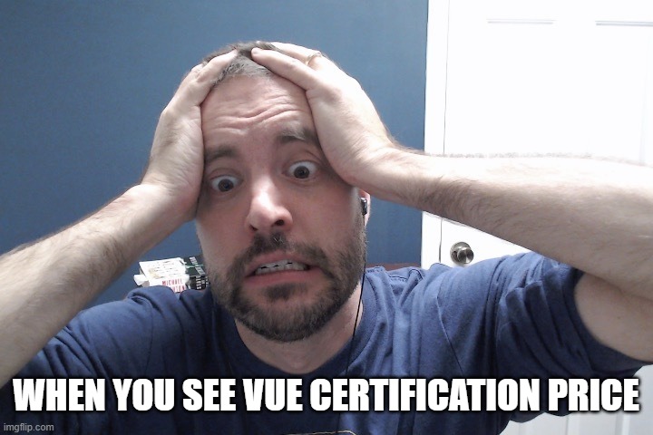 Daniel Kelly | WHEN YOU SEE VUE CERTIFICATION PRICE | image tagged in daniel kelly | made w/ Imgflip meme maker