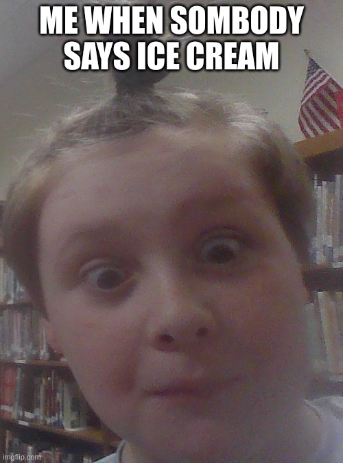 ME WHEN SOMBODY SAYS ICE CREAM | image tagged in look | made w/ Imgflip meme maker