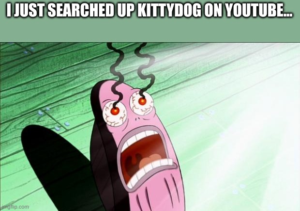 I was trying to see how bad it was and it's STRAIGHT UP HORRIBLE | I JUST SEARCHED UP KITTYDOG ON YOUTUBE... | image tagged in spongebob my eyes | made w/ Imgflip meme maker
