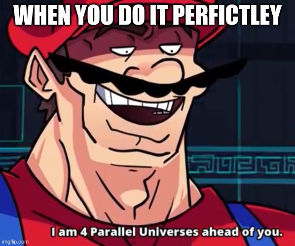 I Am 4 Parallel Universes Ahead Of You | WHEN YOU DO IT PERFICTLEY | image tagged in i am 4 parallel universes ahead of you | made w/ Imgflip meme maker