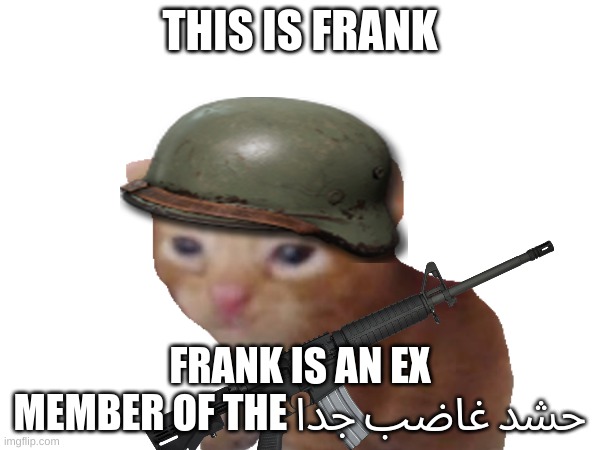 THIS IS FRANK; FRANK IS AN EX MEMBER OF THE حشد غاضب جدا | made w/ Imgflip meme maker