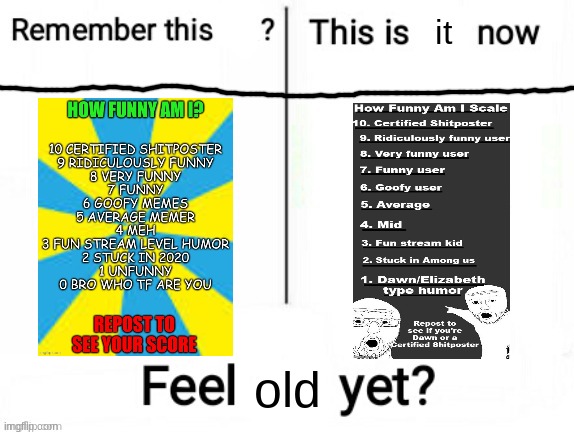 the trend's only been going for so long because of revamps | it; old | image tagged in new feel old yet | made w/ Imgflip meme maker