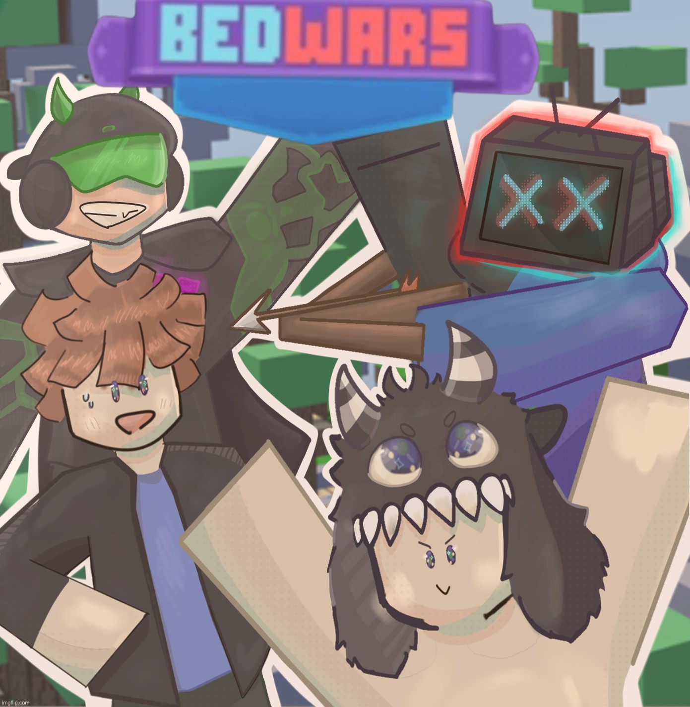 After over 5 hours of work I made this for my friends irl who probably don’t care…(watch this get less than 10 upvotes) | image tagged in art,roblox bedwars fanart | made w/ Imgflip meme maker