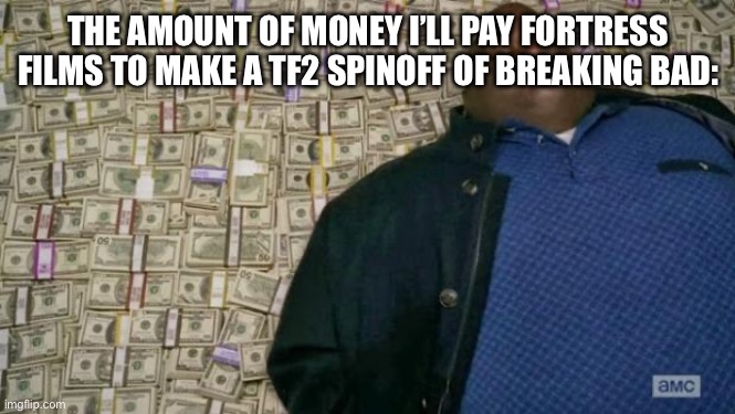 huell money | THE AMOUNT OF MONEY I’LL PAY FORTRESS FILMS TO MAKE A TF2 SPINOFF OF BREAKING BAD: | image tagged in huell money | made w/ Imgflip meme maker