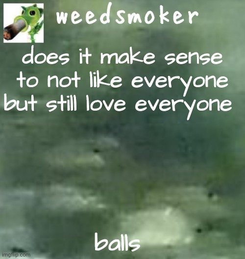 does it make sense to not like everyone but still love everyone; balls | image tagged in a temp | made w/ Imgflip meme maker