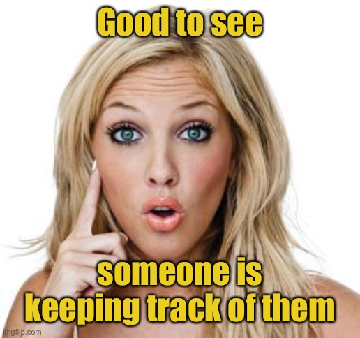 Dumb blonde | Good to see someone is keeping track of them | image tagged in dumb blonde | made w/ Imgflip meme maker