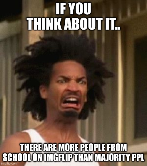 Its true tho- | IF YOU THINK ABOUT IT.. THERE ARE MORE PEOPLE FROM SCHOOL ON IMGFLIP THAN MAJORITY PPL | image tagged in that moment you realized | made w/ Imgflip meme maker