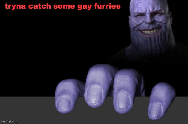 . | tryna catch some gay furries | image tagged in thanos tryna catch a gay | made w/ Imgflip meme maker
