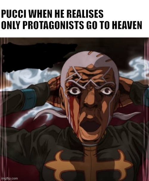 real | image tagged in jojo's bizarre adventure,meme,black guy shocked,pucci,oh wow are you actually reading these tags | made w/ Imgflip meme maker