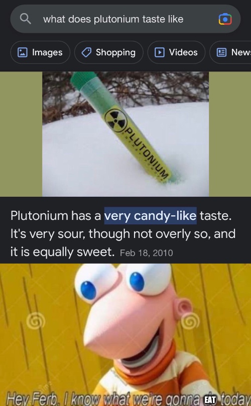 what the hell are “toxic minerals” anywa- *dies* | EAT | image tagged in hey ferb,memes,funny,dark humor,toxic,candy | made w/ Imgflip meme maker