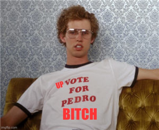 Vote for pedro  | UP BITCH | image tagged in vote for pedro | made w/ Imgflip meme maker