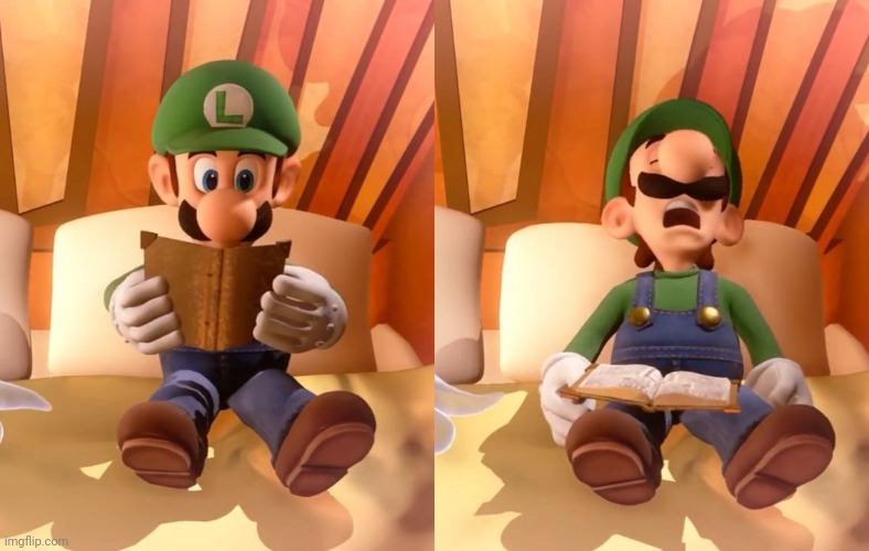 Luigi reading | image tagged in luigi reading | made w/ Imgflip meme maker