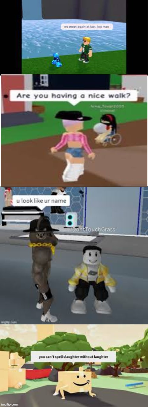 low quality roblox memes | image tagged in blank white template | made w/ Imgflip meme maker