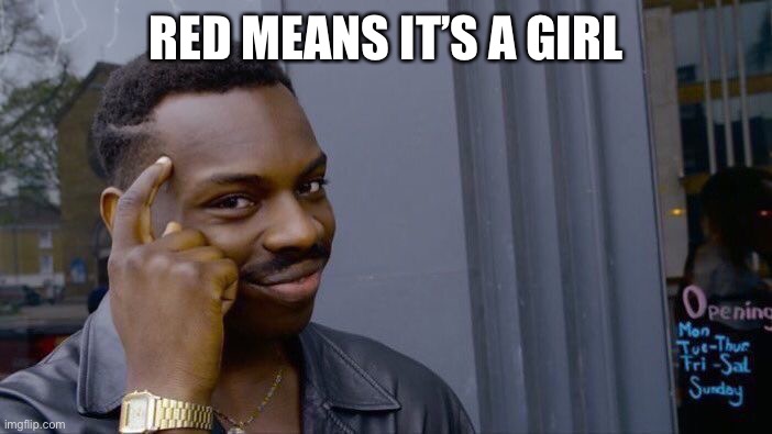 Roll Safe Think About It Meme | RED MEANS IT’S A GIRL | image tagged in memes,roll safe think about it | made w/ Imgflip meme maker