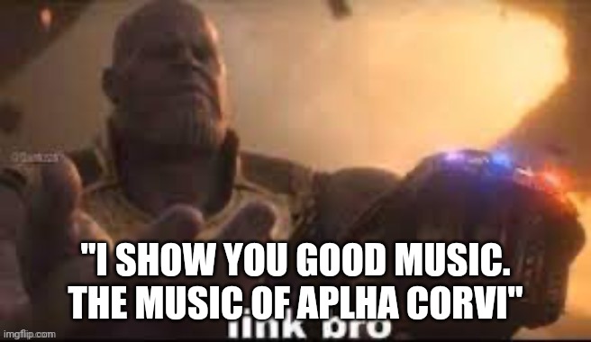 Alpha Corvi | "I SHOW YOU GOOD MUSIC. THE MUSIC OF APLHA CORVI" | image tagged in link bro,music,music meme,funny | made w/ Imgflip meme maker