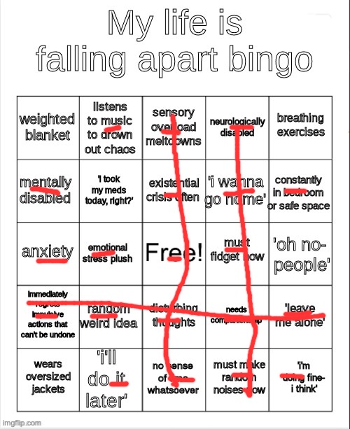 my life is falling apart bingo | image tagged in my life is falling apart bingo | made w/ Imgflip meme maker