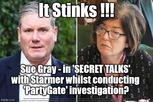 Sue Gray - Corrupt Civil Service | It Stinks !!! Sue Gray - in 'SECRET TALKS' 
with Starmer whilst conducting 
'PartyGate' investigation? #IMMIGRATION #STARMEROUT #LABOUR #JONLANSMAN #WEARECORBYN #KEIRSTARMER #DIANEABBOTT #MCDONNELL #CULTOFCORBYN #LABOURISDEAD #MOMENTUM #LABOURRACISM #SOCIALISTSUNDAY #NEVERVOTELABOUR #SOCIALISTANYDAY #ANTISEMITISM #SAVILE #SAVILEGATE #PAEDO #WORBOYS #GROOMINGGANGS #PAEDOPHILE #ILLEGALIMMIGRATION #IMMIGRANTS #INVASION #STARMERRESIGN #STARMERISWRONG #SIRSOFTIE #SIRSOFTY #PATCULLEN #CULLEN #RCN #NURSE #NURSING #STRIKES #SUEGRAY #LEFTYCIVILSERVANTS | image tagged in sue gray leftie activist civil servant,labourisdead,leftie activist civil servants,starmerout getstarmerout,cultofcorbyn | made w/ Imgflip meme maker