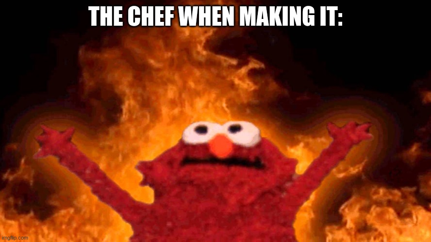 elmo fire | THE CHEF WHEN MAKING IT: | image tagged in elmo fire | made w/ Imgflip meme maker