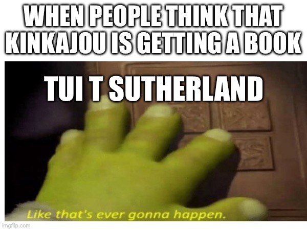 WHEN PEOPLE THINK THAT KINKAJOU IS GETTING A BOOK; TUI T SUTHERLAND | made w/ Imgflip meme maker