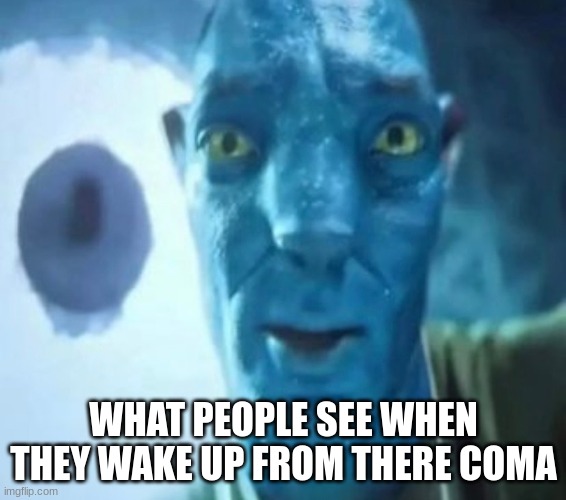 coma | WHAT PEOPLE SEE WHEN THEY WAKE UP FROM THERE COMA | image tagged in avatar guy | made w/ Imgflip meme maker