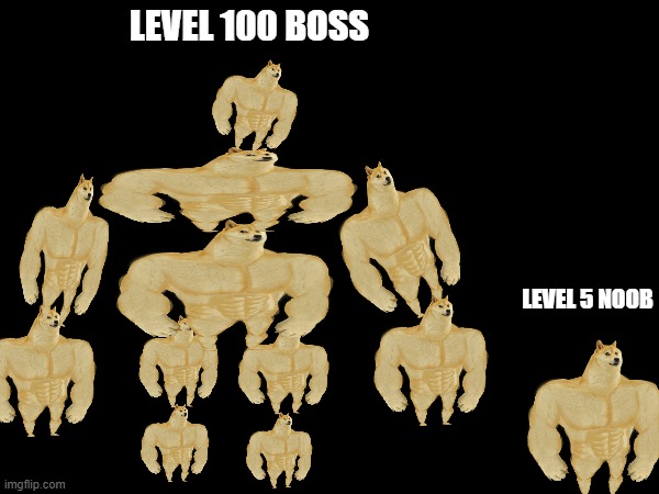 buff doge mech | LEVEL 100 BOSS; LEVEL 5 NOOB | image tagged in buff doge,level 100 boss,level 5 noob | made w/ Imgflip meme maker