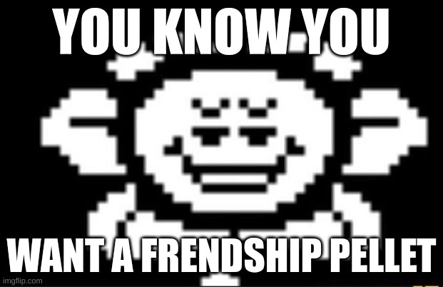 who else fall for this when you first played undertale | YOU KNOW YOU; WANT A FRENDSHIP PELLET | image tagged in flowey the flower | made w/ Imgflip meme maker