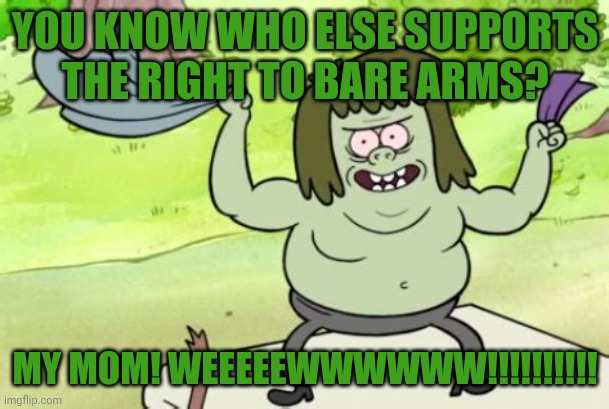 YOU KNOW WHO ELSE SUPPORTS THE RIGHT TO BARE ARMS? MY MOM! WEEEEEWWWWWW!!!!!!!!!! | made w/ Imgflip meme maker
