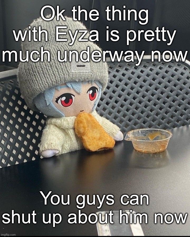 Rei | Ok the thing with Eyza is pretty much underway now; You guys can shut up about him now | image tagged in rei | made w/ Imgflip meme maker