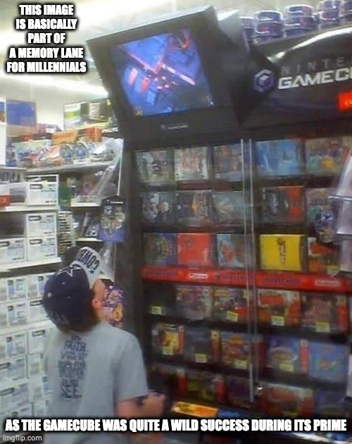 Nostalgic Image on Twitter | THIS IMAGE IS BASICALLY PART OF A MEMORY LANE FOR MILLENNIALS; AS THE GAMECUBE WAS QUITE A WILD SUCCESS DURING ITS PRIME | image tagged in gamecube,gaming,memes | made w/ Imgflip meme maker