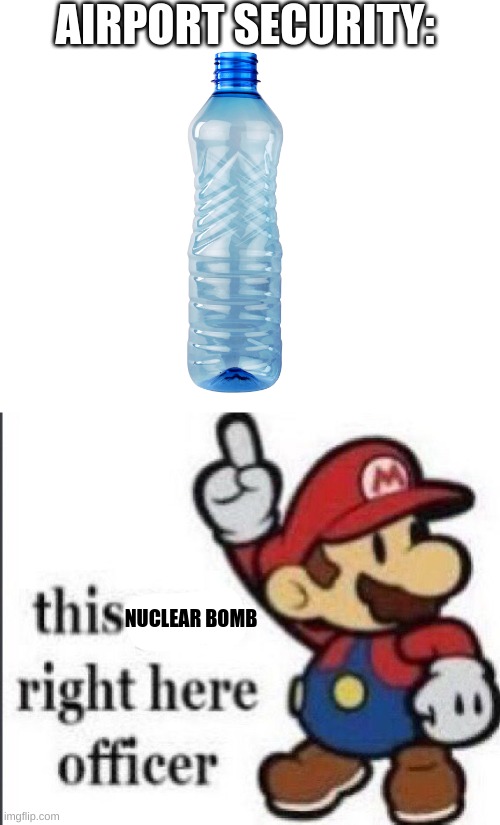 This post right here officer paper mario | AIRPORT SECURITY: NUCLEAR BOMB | image tagged in this post right here officer paper mario | made w/ Imgflip meme maker