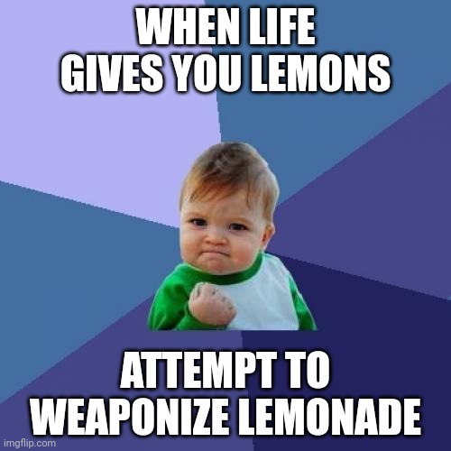 Dr.Edward Richtofen | WHEN LIFE GIVES YOU LEMONS; ATTEMPT TO WEAPONIZE LEMONADE | image tagged in memes,success kid | made w/ Imgflip meme maker