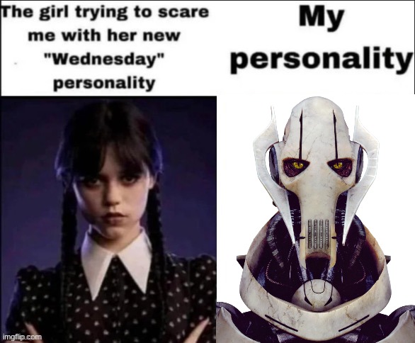 The girl trying to scare me with her new wednesday personality | image tagged in the girl trying to scare me with her new wednesday personality | made w/ Imgflip meme maker