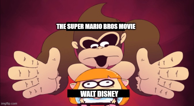 box office victory for Universal | THE SUPER MARIO BROS MOVIE; WALT DISNEY | image tagged in donkey kong kill,super mario bros,movies,universal studios,nintendo,donkey kong | made w/ Imgflip meme maker