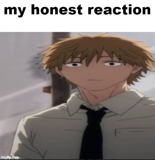 Denji stare | my honest reaction | image tagged in denji stare | made w/ Imgflip meme maker