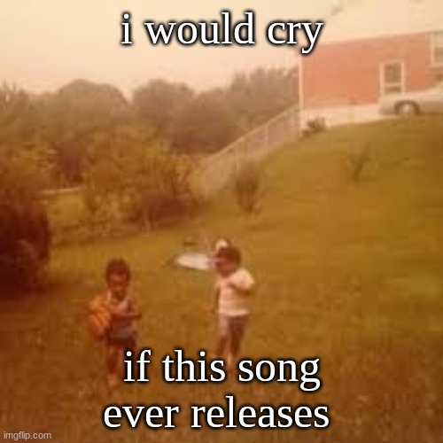 id be sobbing  | i would cry; if this song ever releases | made w/ Imgflip meme maker