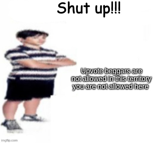 Greg Heffley | Shut up!!! Upvote beggars are not allowed in this territory you are not allowed here | image tagged in greg heffley | made w/ Imgflip meme maker